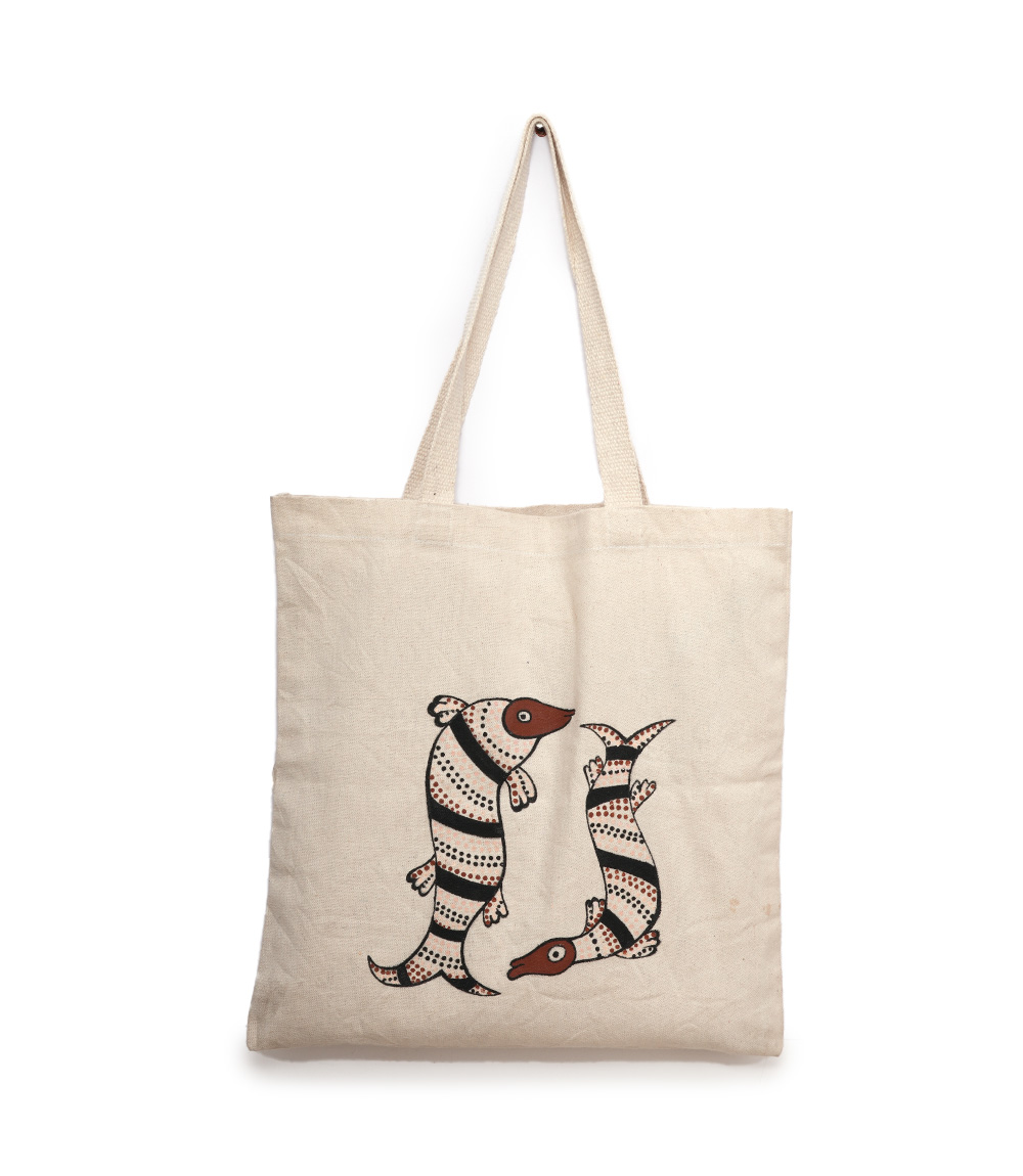 Canvas tot bag with sohrai painting
