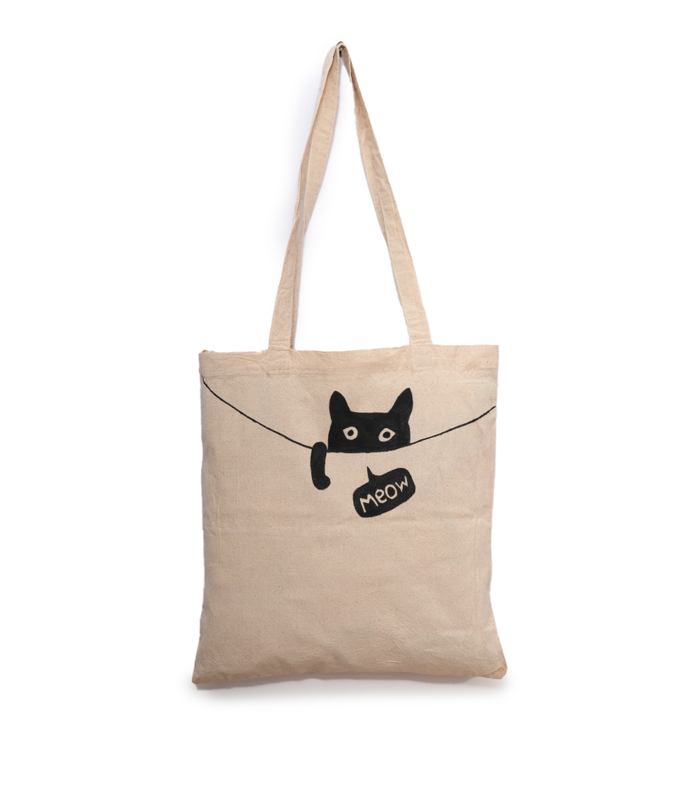 Canvas tot bag with sohrai painting