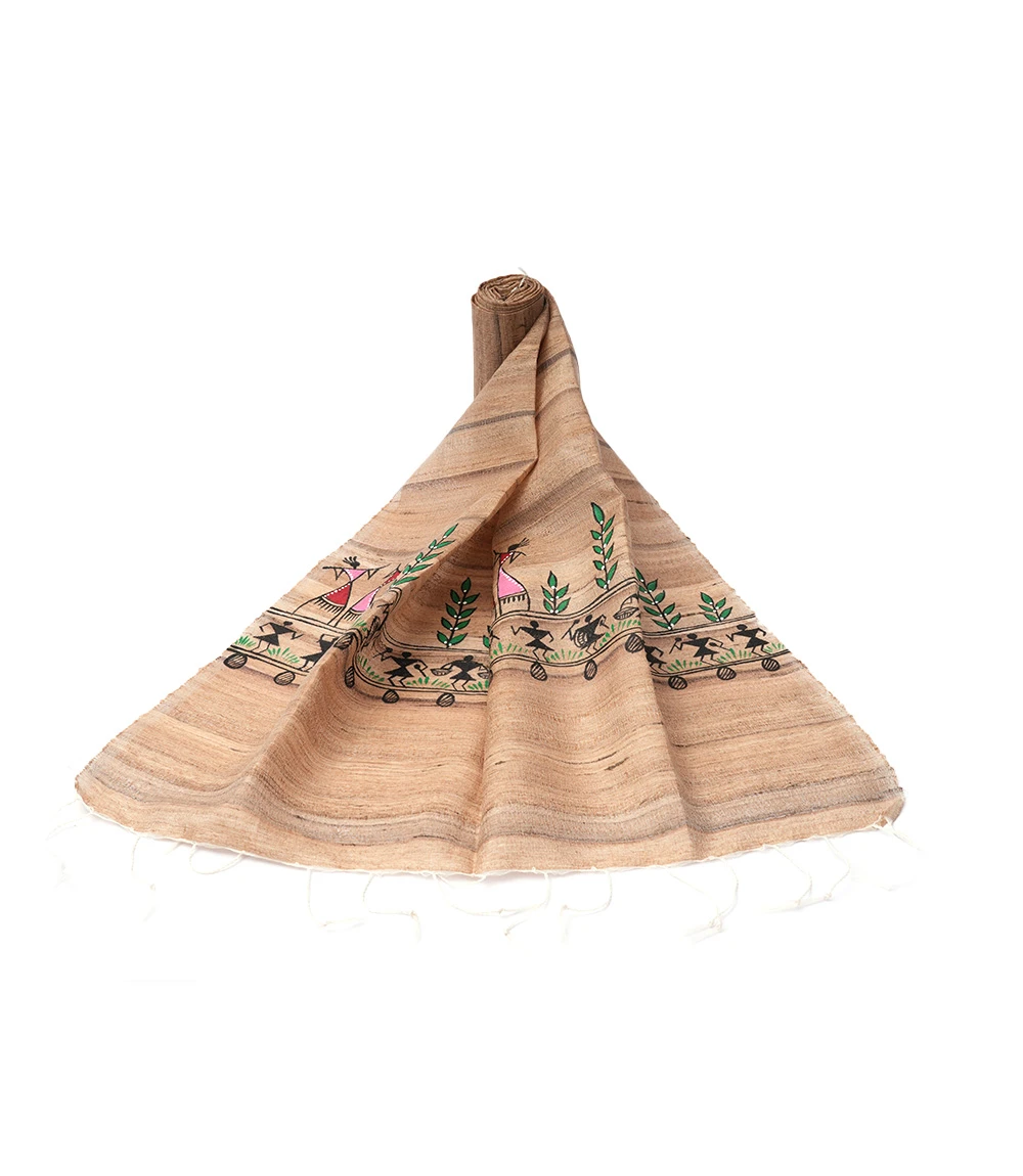 Tasar Silk Dry Hand Painting Stole