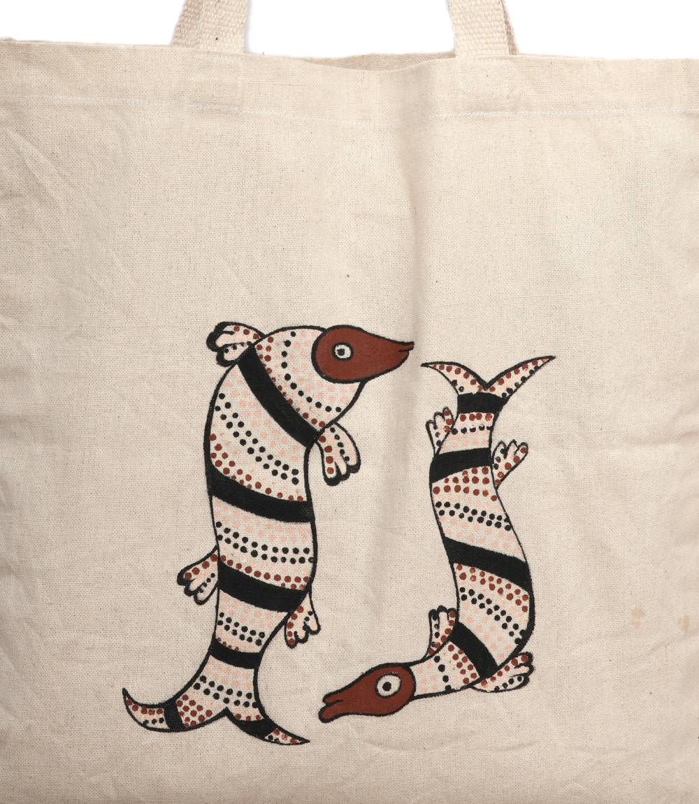 Canvas tot bag with sohrai painting