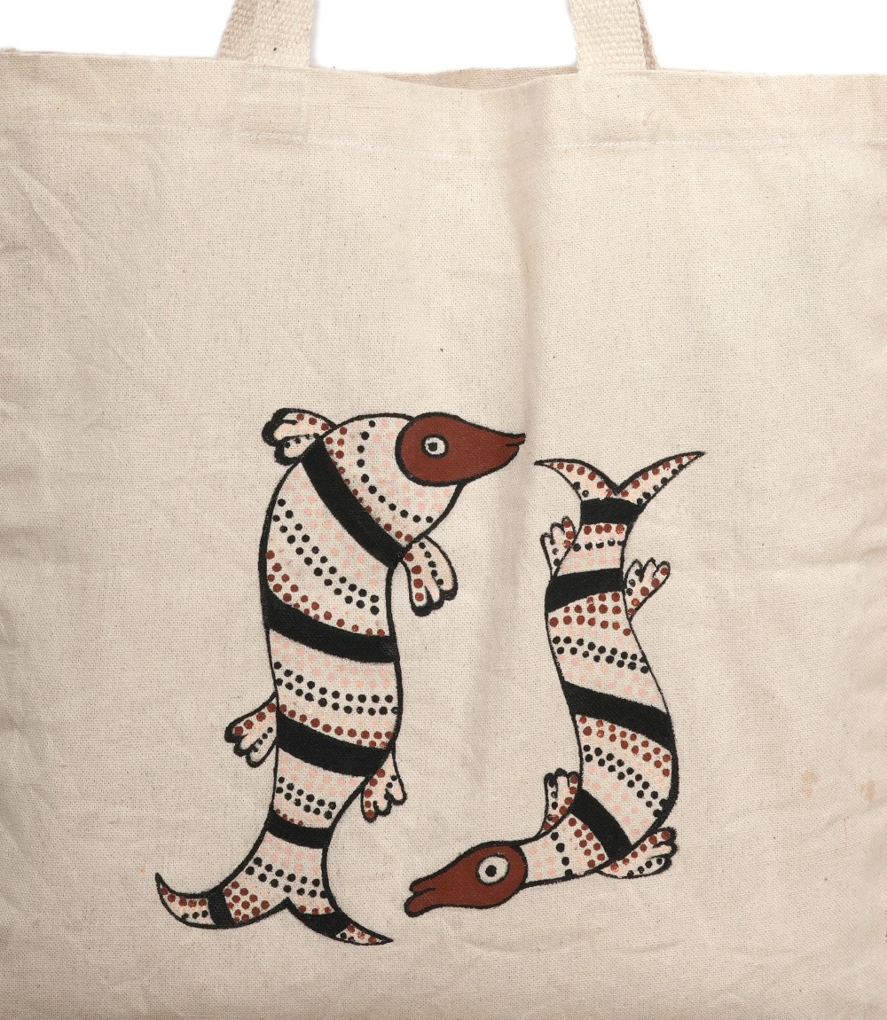 Canvas tot bag with sohrai painting