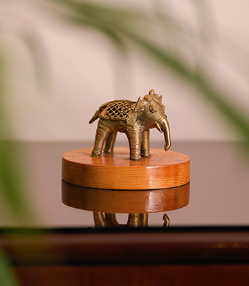 Dokra Elephant with wood base