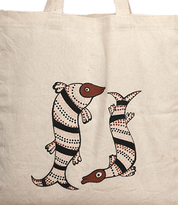 Canvas tot bag with sohrai painting