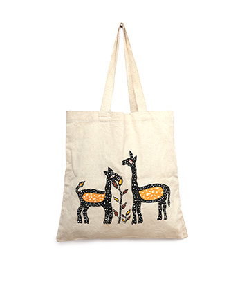 Canvas tot bag with sohrai painting-deer
